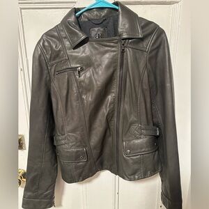 Banana Republic Dark Gray Leather Jacket NWOT size M